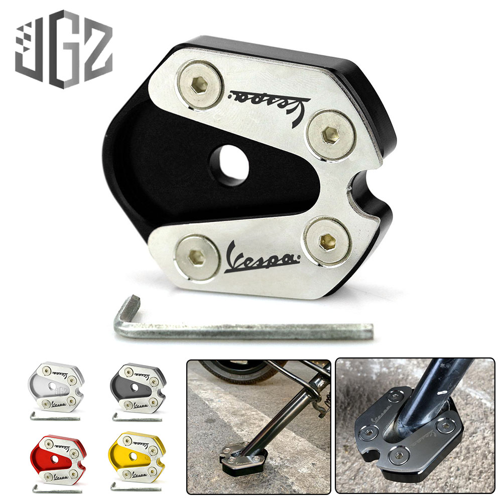 CNC Motorcycle Kickstand Extension Side Stand Foot Enlarger Pad Plate Support Cover For VESPA LX SPRINT PRIMAVERA S125