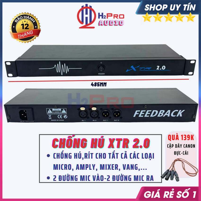 Chống Hú Feedback Xtr 2.0 Thiết Bị Chống Hú Micro Cao Cấp Loại 2 Đường Mic, Tặng 2 Dây Canon Đực Cái, Bh 12t-H2Pro Audio