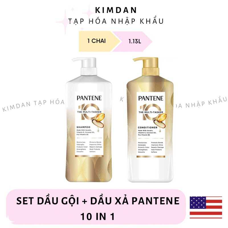  SET DẦU GỘI XẢ PANTENE 10 IN 1 MỸ PRO V THE MULTI TASKER 1.13L 