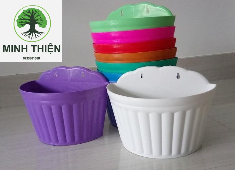 Combo 2 chậu ốp tường bán nguyệt 31cm x 17cm x 18cm nhiều màu