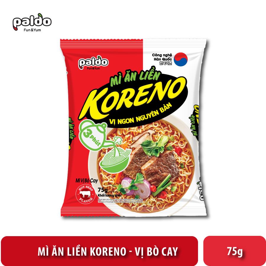 1 Thùng Mì nước Koreno vị ngon nguyên bản vị Kim chi, vị bò cay