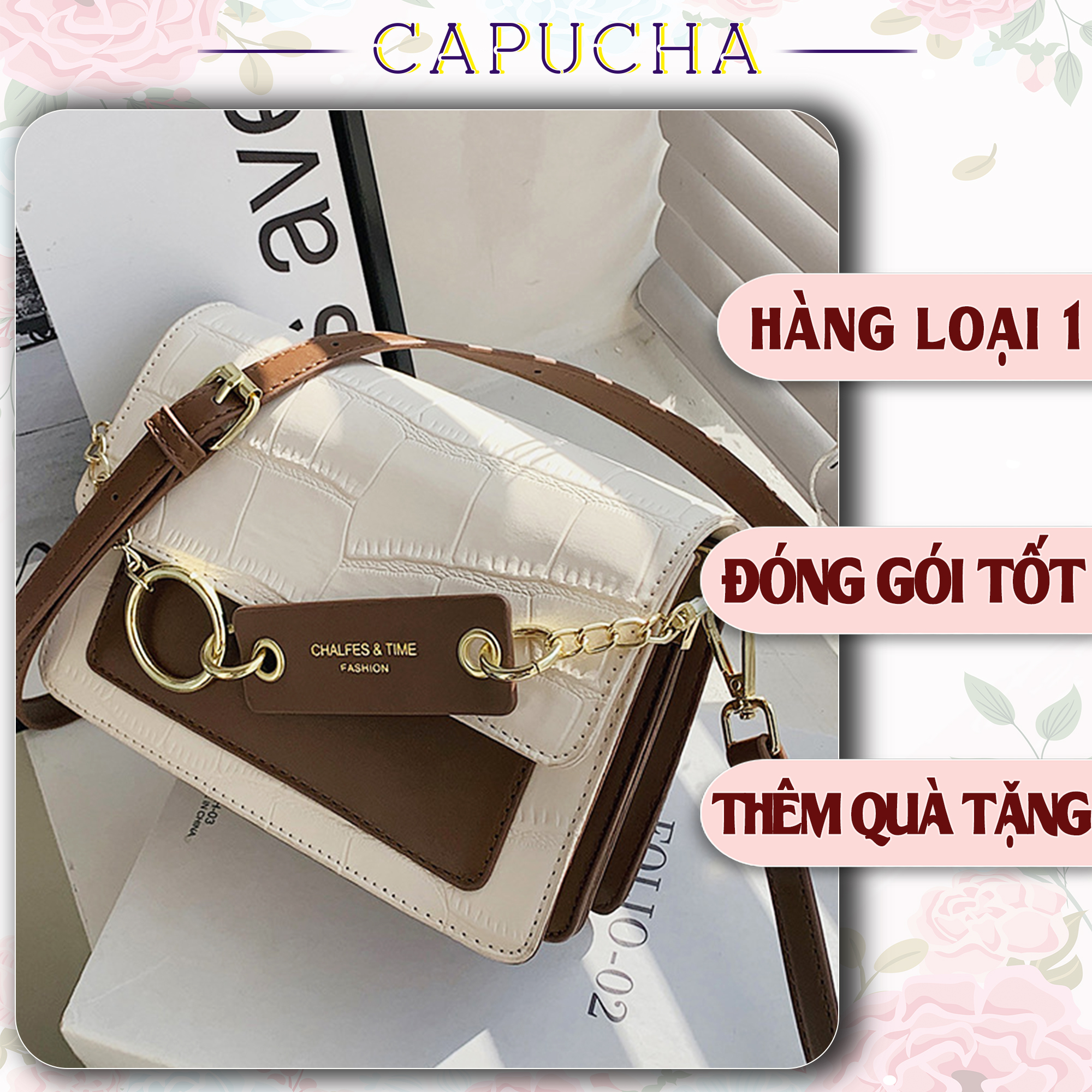 Nhập lazlook11 -15%| túi xách nữ cao cấp vân in chìm tuyệt đẹp capucha t234