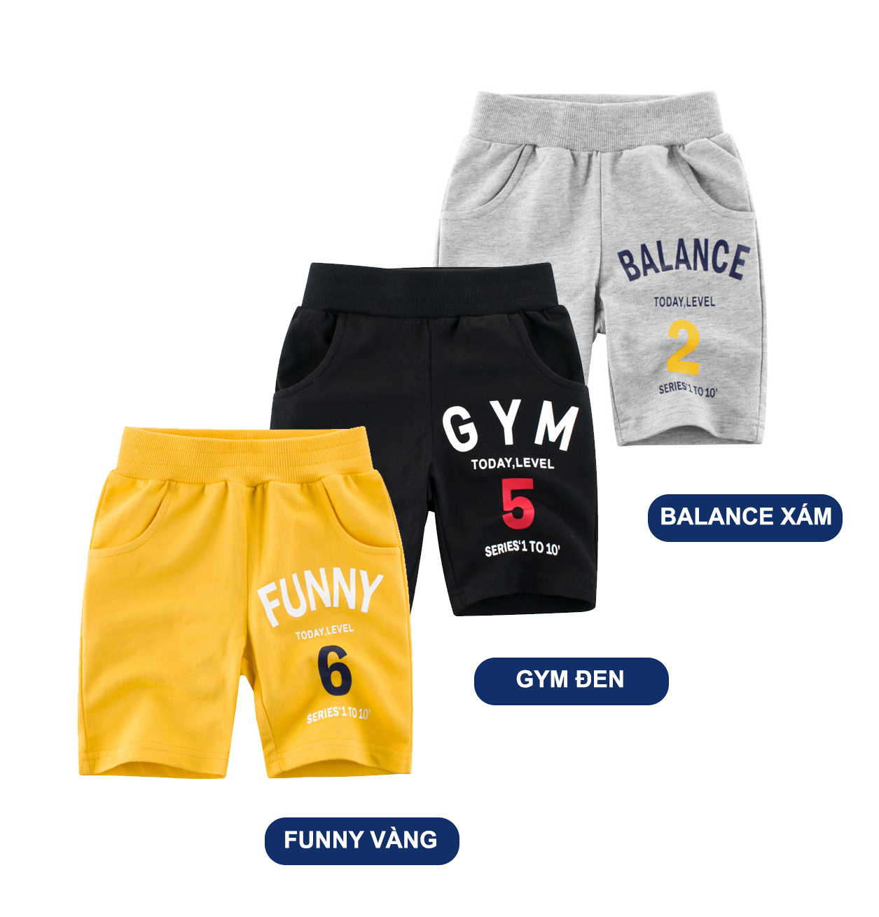 Quần đùi bé trai chất vải cotton [CHÍNH HÃNG 27KIDS] in chữ funny  QN4