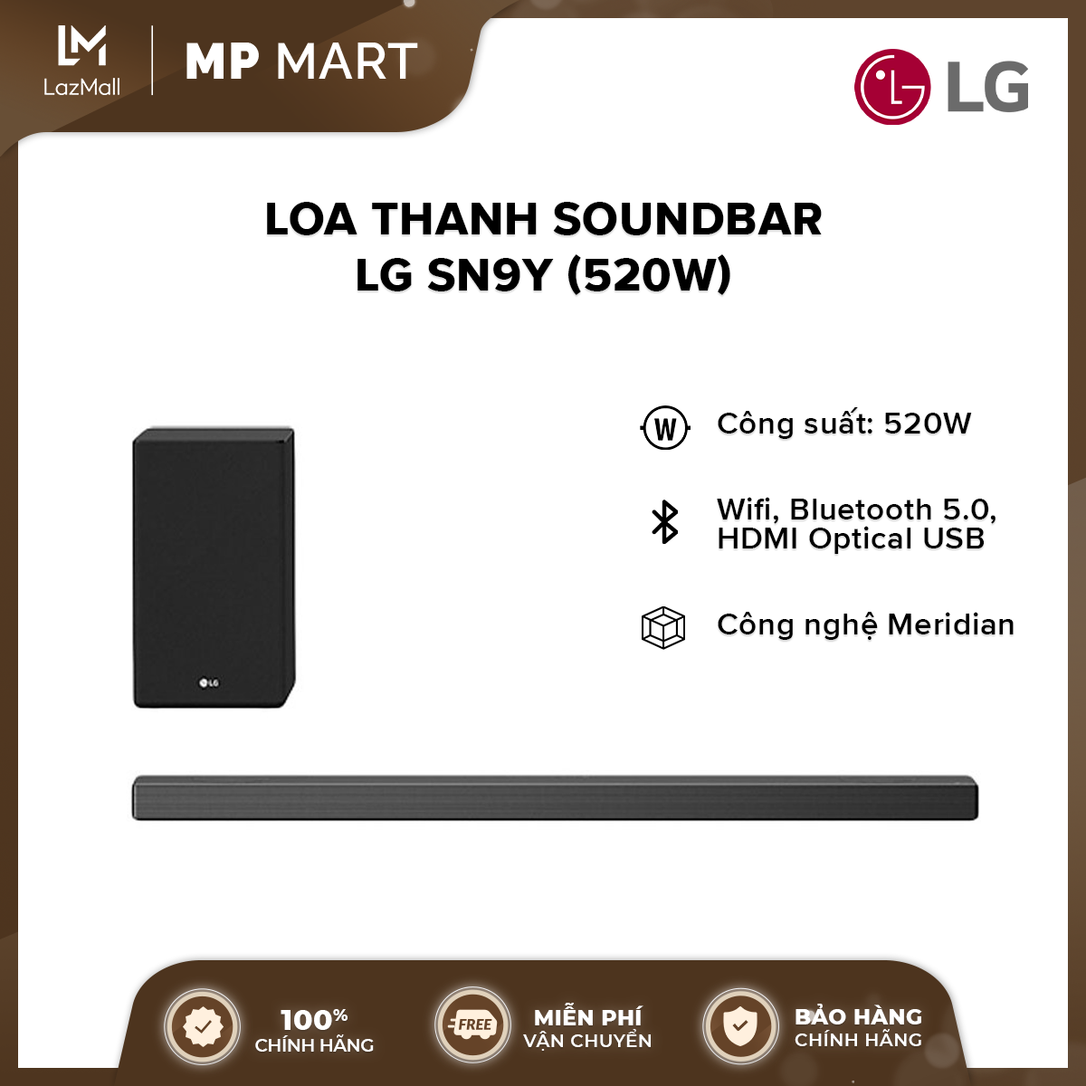 Loa Thanh Soundbar LG SN9Y (520W) | TRẢ GÓP 0%