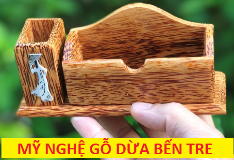 Có video đế danh thiếp - đế bút bi bằng gỗ dừa - hàng loại 1 - mỹ nghệ dừa bến tre - danh dua shop