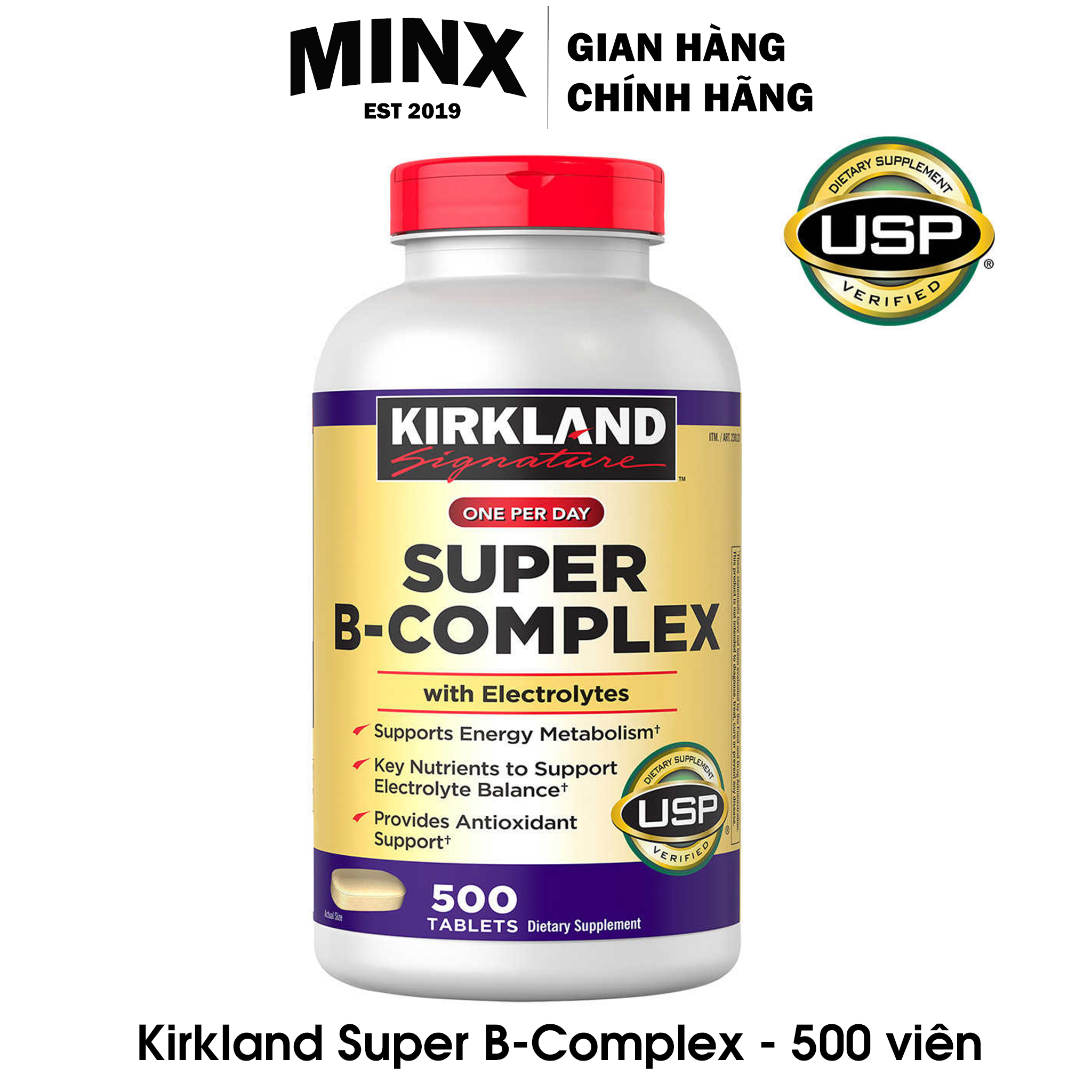 Viên Uống Bổ Sung Kirkland Super B Complex 500 viên Vitamin B tổng hợp - Kirkland Signature Costco - MINX Store