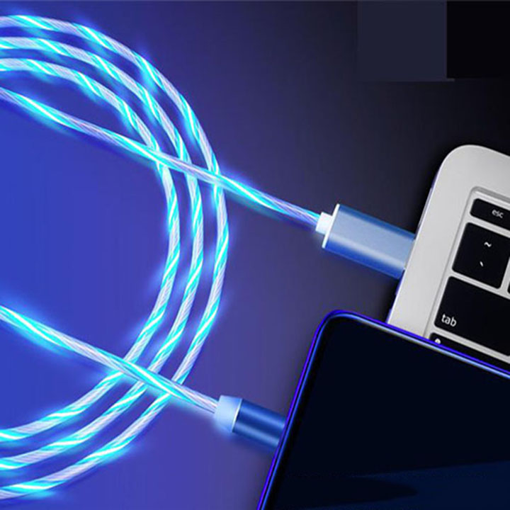 Cáp sạc led micro usb/type c/iphone phát sáng cáp dữ liệu, dây cáp sạc nhanh dạ quang cho tất cả các dòng điện thoại
