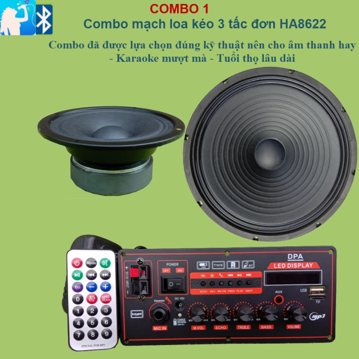 Combo mạch loa kéo 3 tấc đơn ha8622 - combo 1