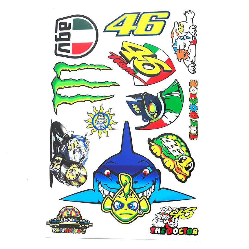 Tem logo dán xe máy so 46 (giá 1 tấm full hình) phượt thủ lên xe tem dán mũ bảo hiểm, dán ba lô, bàn học, xe máy, xe điện, ô tô chất chơi