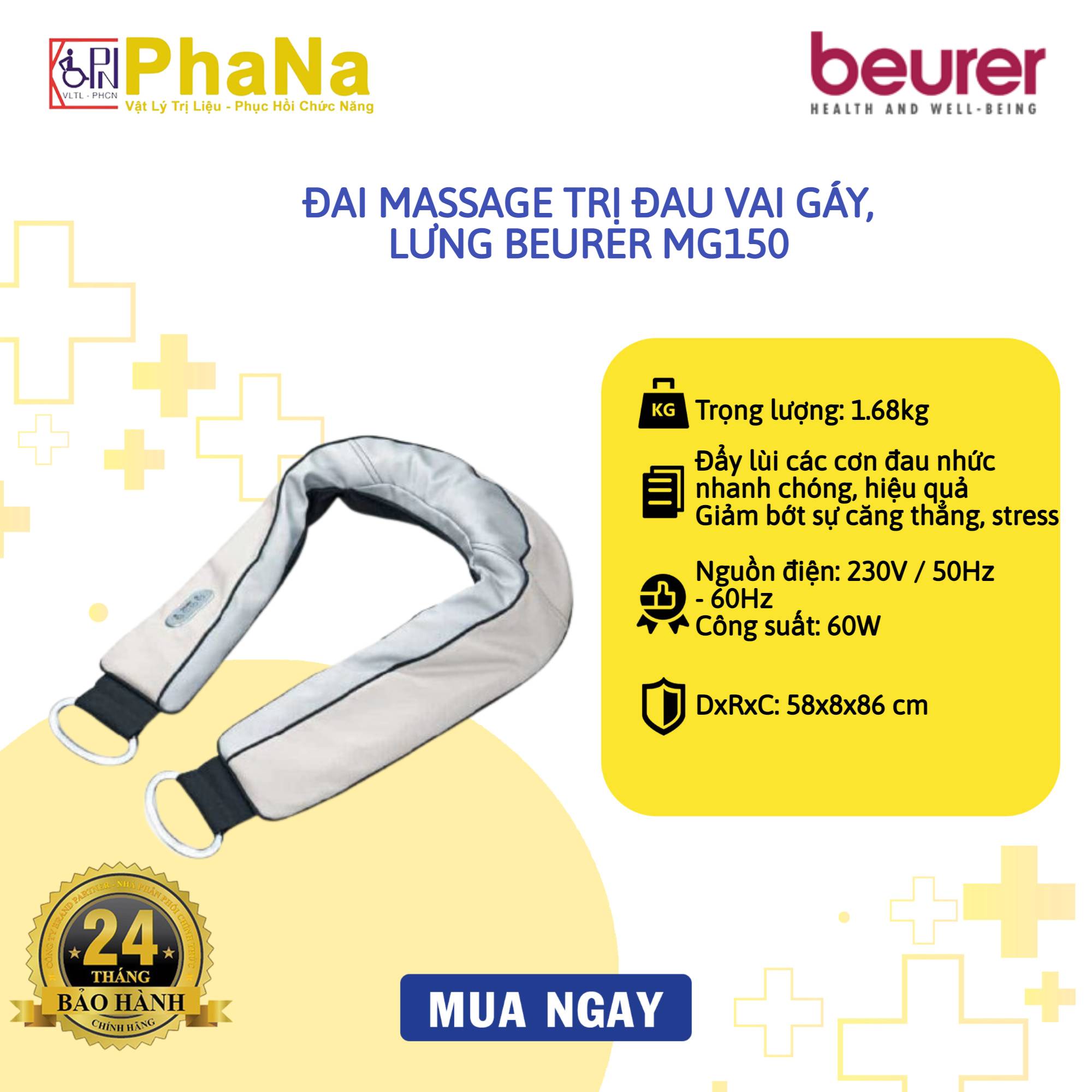 Đai massage trị đau vai gáy lưng beurer mg150