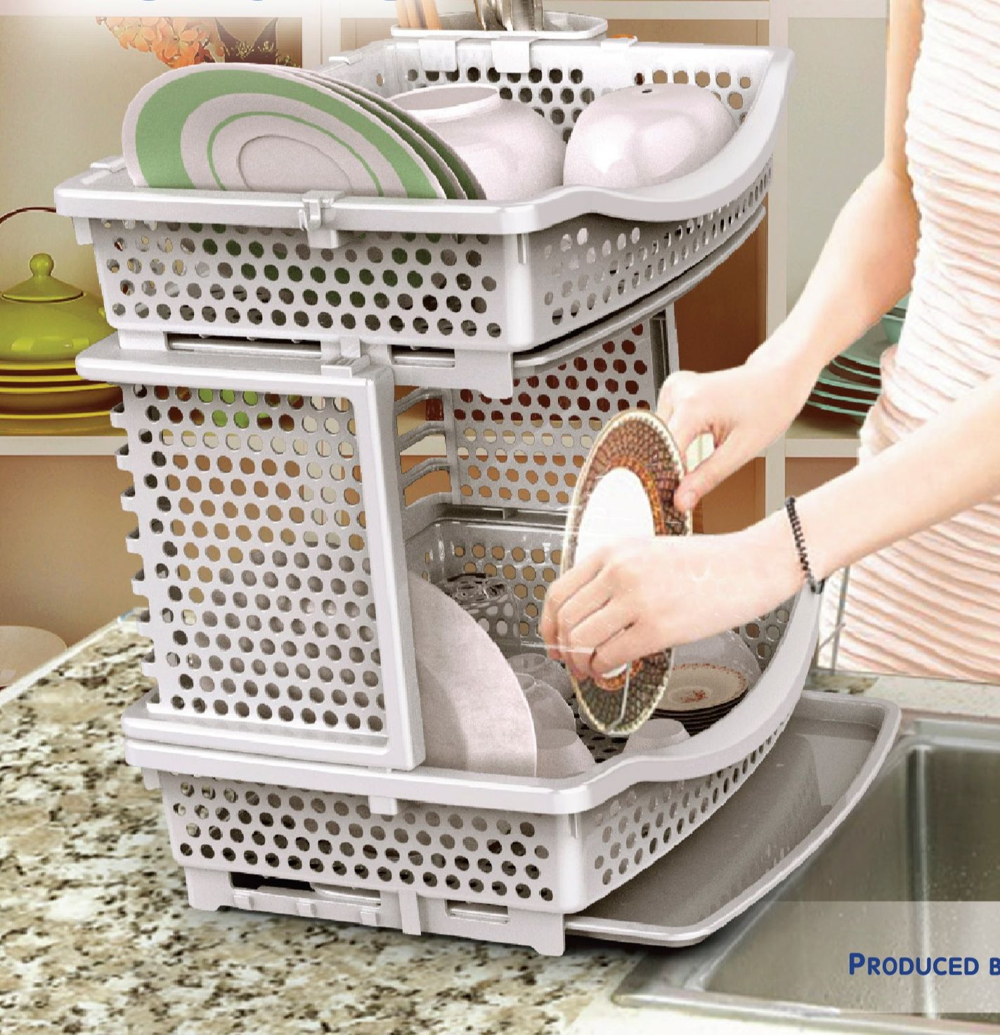 Kệ chén 2 tầng có vắt đũa kèm khay hứng nước tiện lợi
