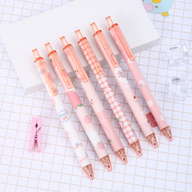 Bút bi hình trái đào hồng ngòi 0.5mm mực đen