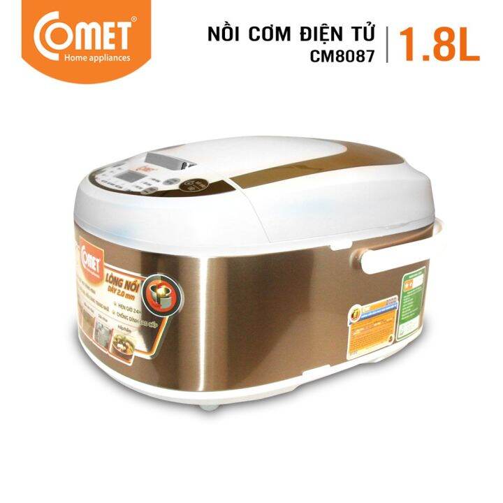 Nồi Cơm Điện Tử COMET CM8087 1.8L Công Suất 860W - Công Nghệ Fuzzy - Chống Dính Whitford Nấu Ăn Nhanh - Giữ Nhiệt Lâu