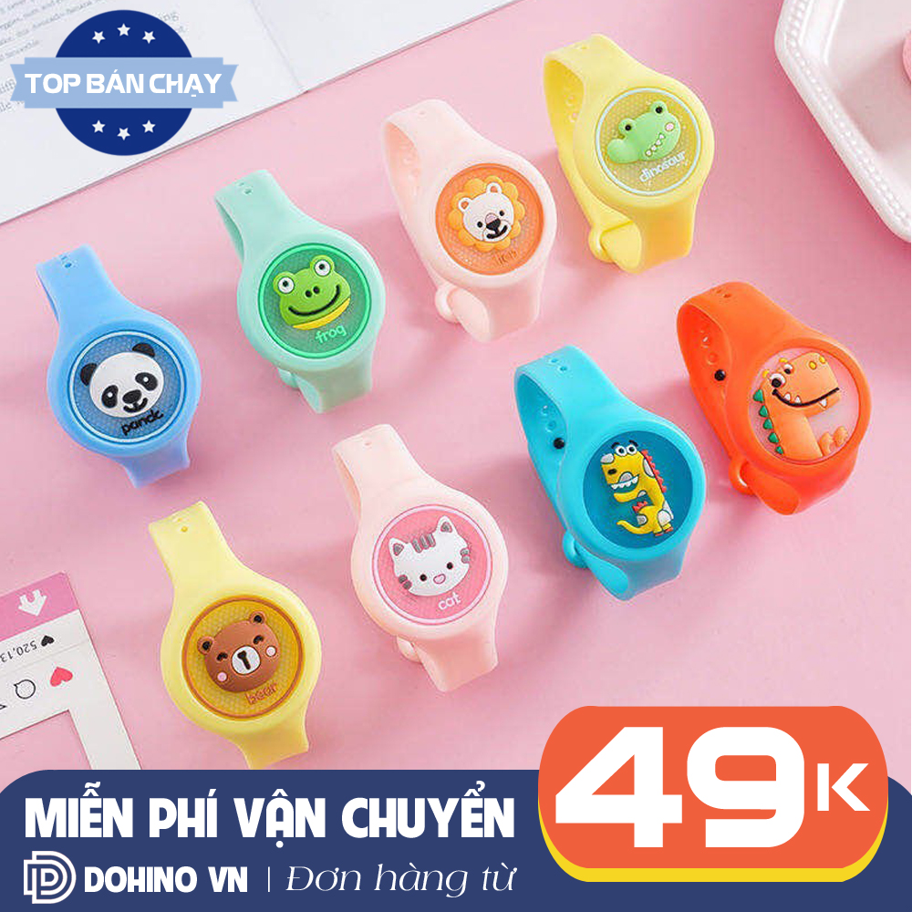 Vòng tay chống muỗi silicon có đèn phát sáng cực đẹp VT20.DOHINO, icon hình con vật siêu dễ thương