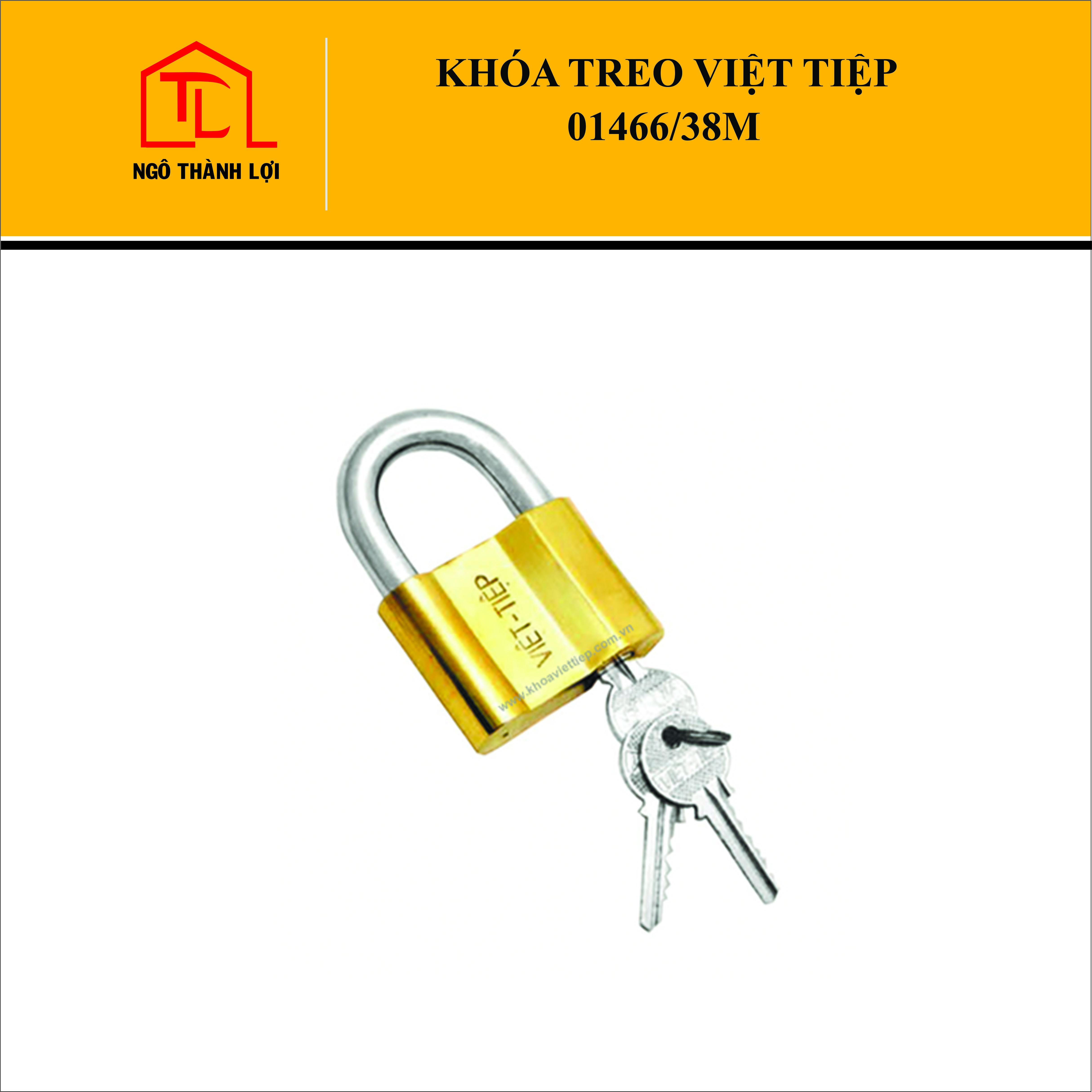 [GIÁ SIÊU TỐT] Ổ Khóa cửa treo Việt Tiệp 1466/38M 0138M đồng vàng có bán tại Ngô Thành Lợi
