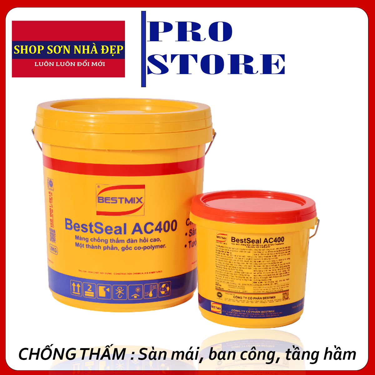 Sơn chống thấm tạo Màng chống thấm đàn hồi cao, gốc Acrylic co-polymer BestSeal AC400