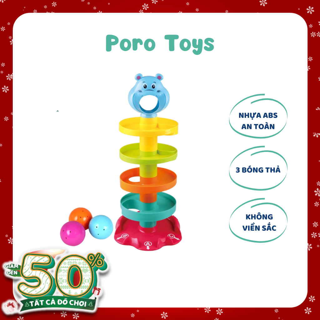 Tháp Thả Bóng Lăn PORO TOYS Cho Bé Đồ Chơi Tháp Thả Bóng Nhiều Màu Sắc Hàng Việt Nam