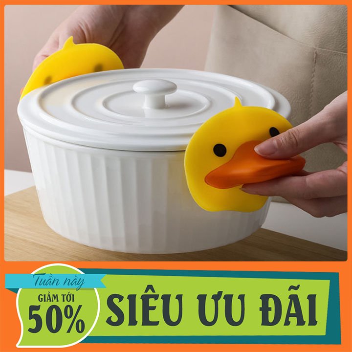 Set 2 găng tay silicone nhấc nồi cách nhiệt găng tay bắc nồi hình mỏ vịt