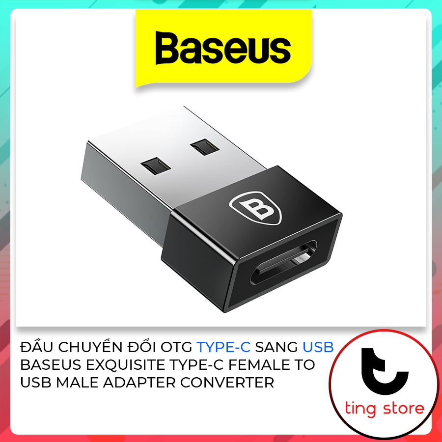 Đầu chuyển đổi otg từ cổng typec sang usb baseus exquisite typec female to usb male adapter converter black