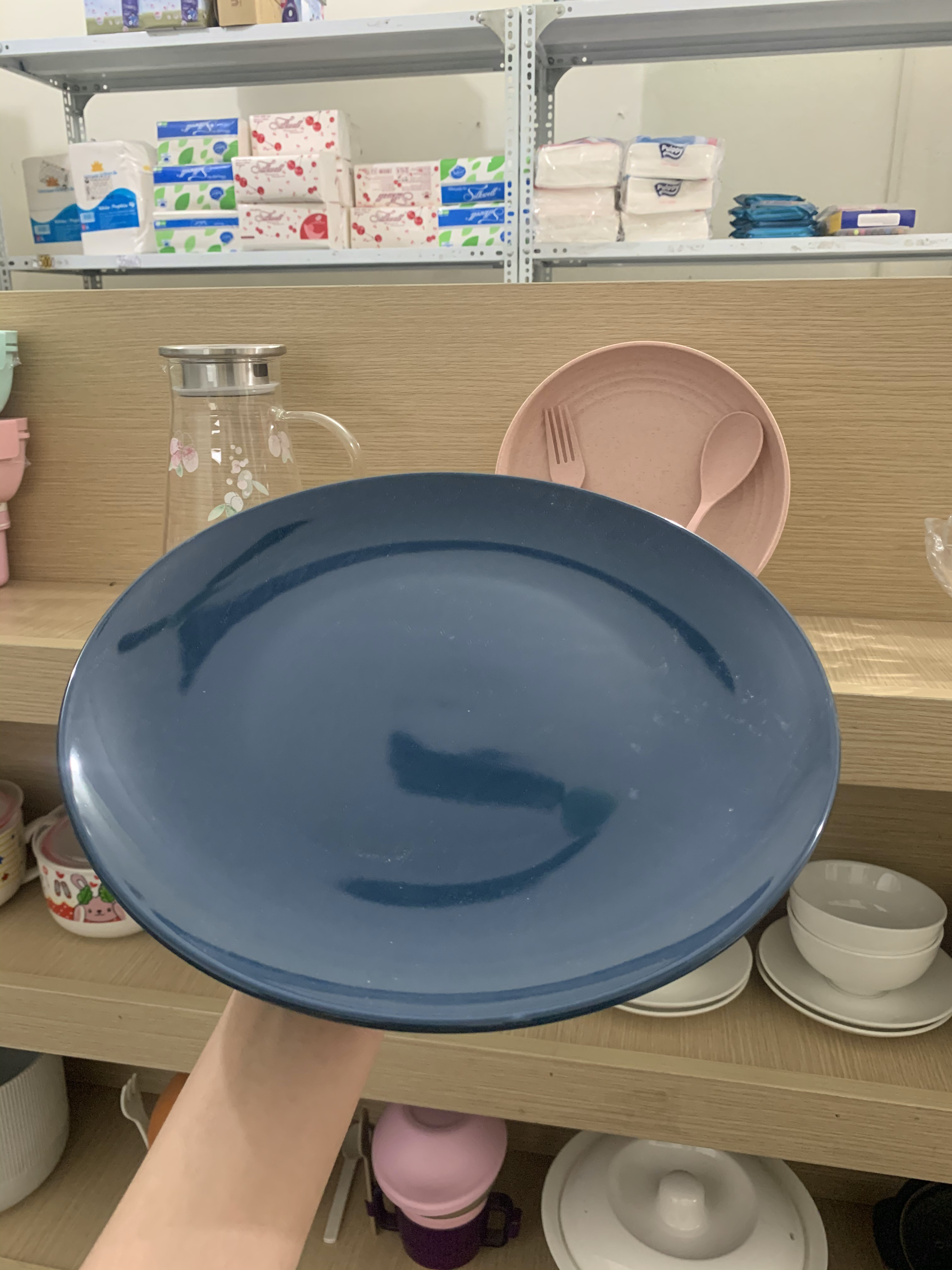Đĩa sứ pastel xanh 8inch ~ 20cm