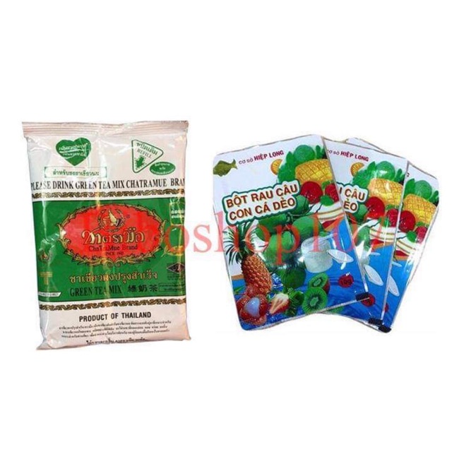 [Lấy mã giảm thêm 30%]Set 1 Gói Trà Sữa Thái 200Gr Và 3 Gói Thạch Rau Câu Con Cá Dẻo Hàng Chính Hãng