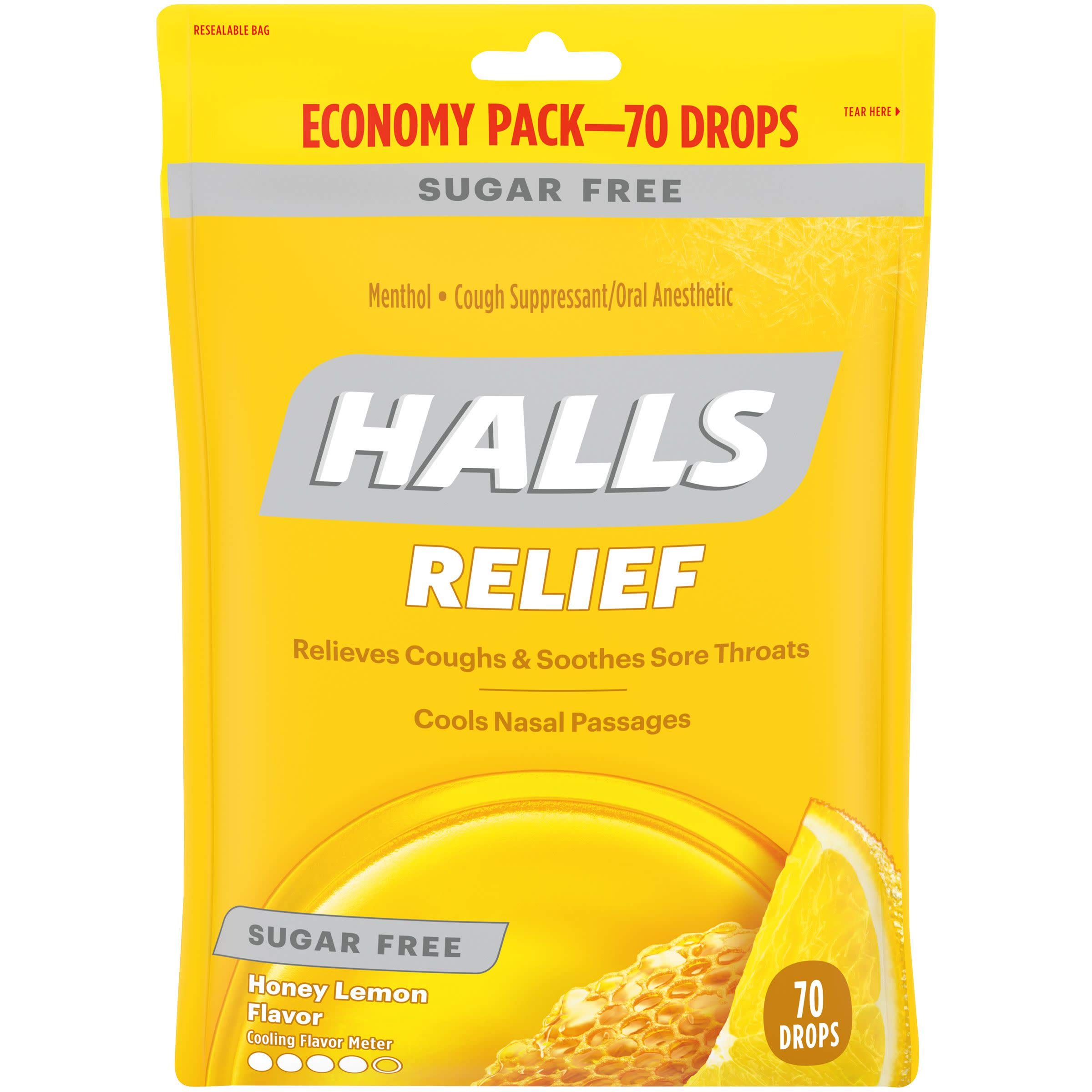 Kẹo Halls Sugar Free Honey Lemon 70 viên
