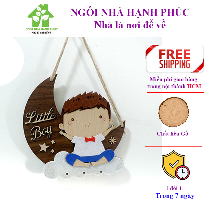Bảng gỗ decor trang trí phòng cho bé mẫu vầng trăng khuyết