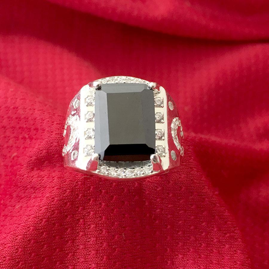 Nhẫn nam mặt đá hình chữ nhật màu đen 100% chất liệu bạc ta không xi mạ có thể chỉnh size tay theo yêu cầu , nhẫn nam mẫu mới nhất năm 2019 – LMNNA11