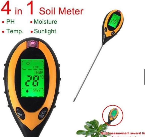 Máy đo ph đất dụng cụ đo ph đất 4 trong 1 tặng kèm pin 9v