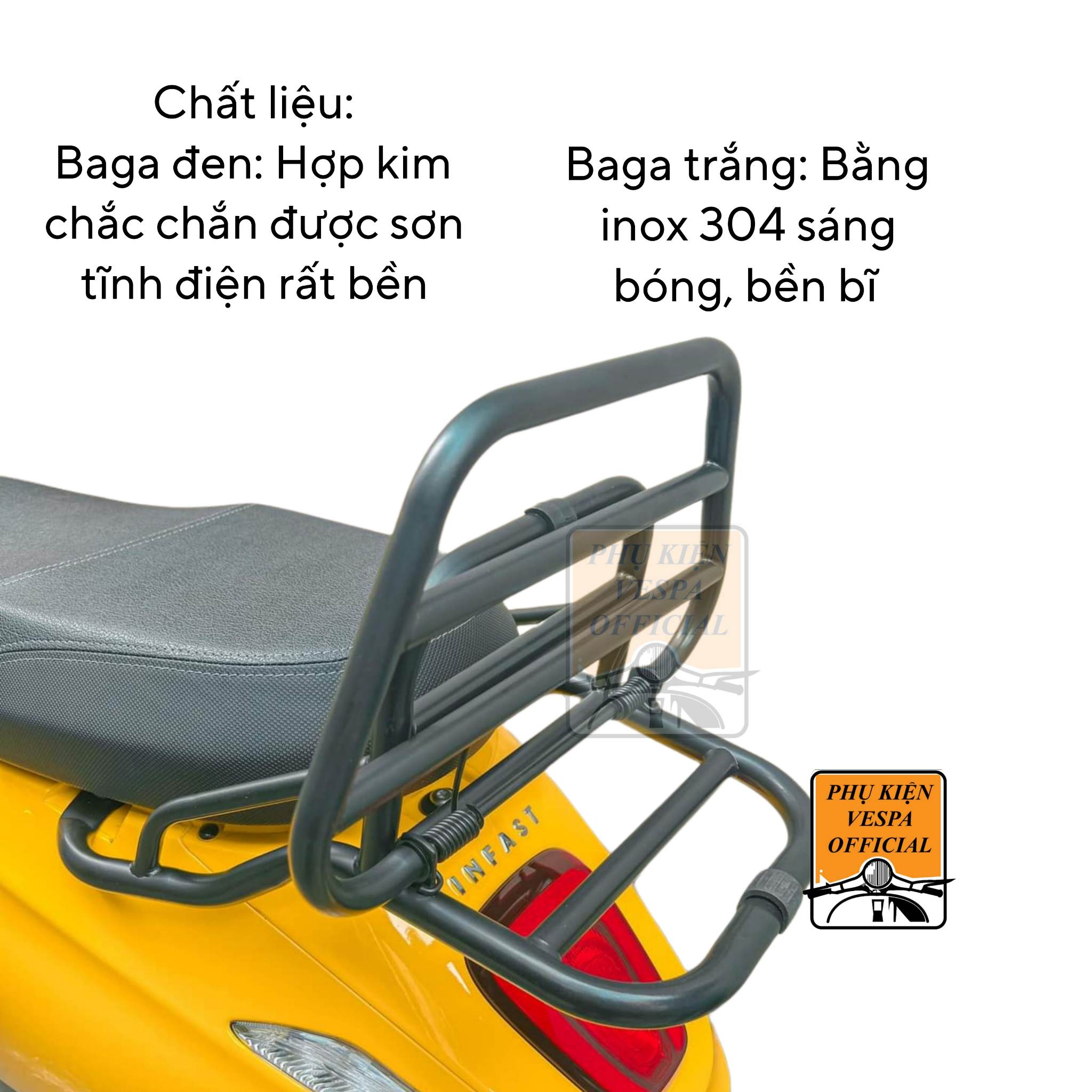 Baga trước sau xe Vinfast Evo200 sơn đen tĩnh