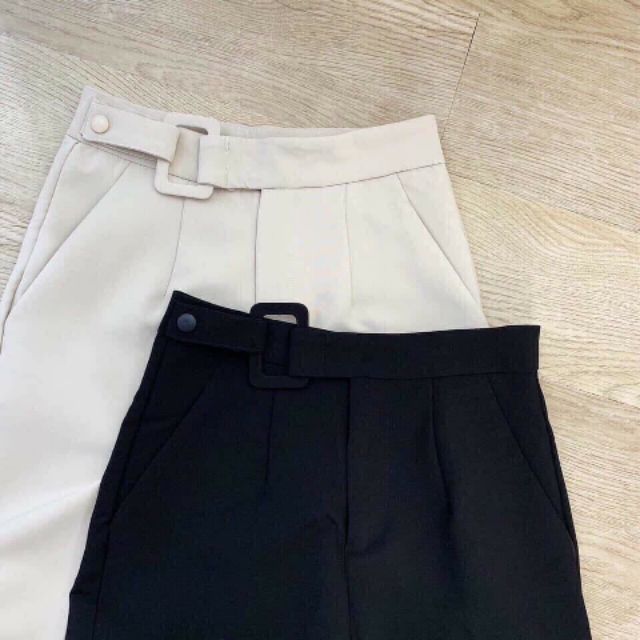 Quần baggy nữ đai vuông bọc vải