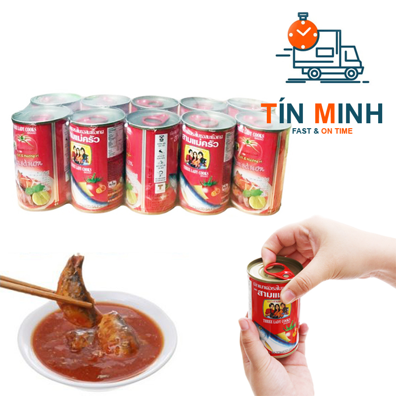 Cá hộp 3 cô gái xốt cà chua lóc 10 hộp 155g - Cty TM