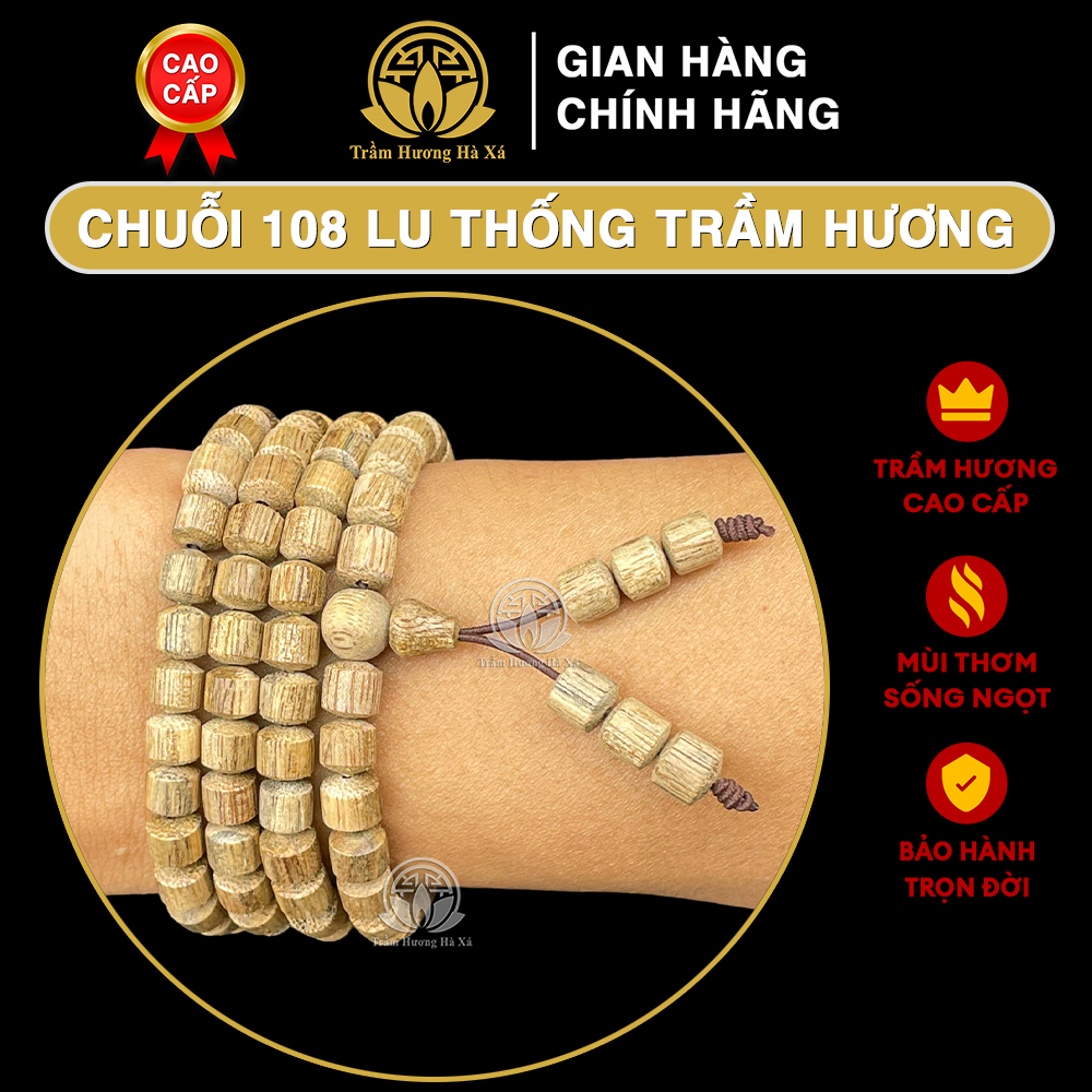 Chuỗi tràng 108 lu thống trầm hương tốc kiến cao cấp tự nhiên đeo tay nam nữ hương thơm nhẹ nhàng Trầm Hương Hà Xá