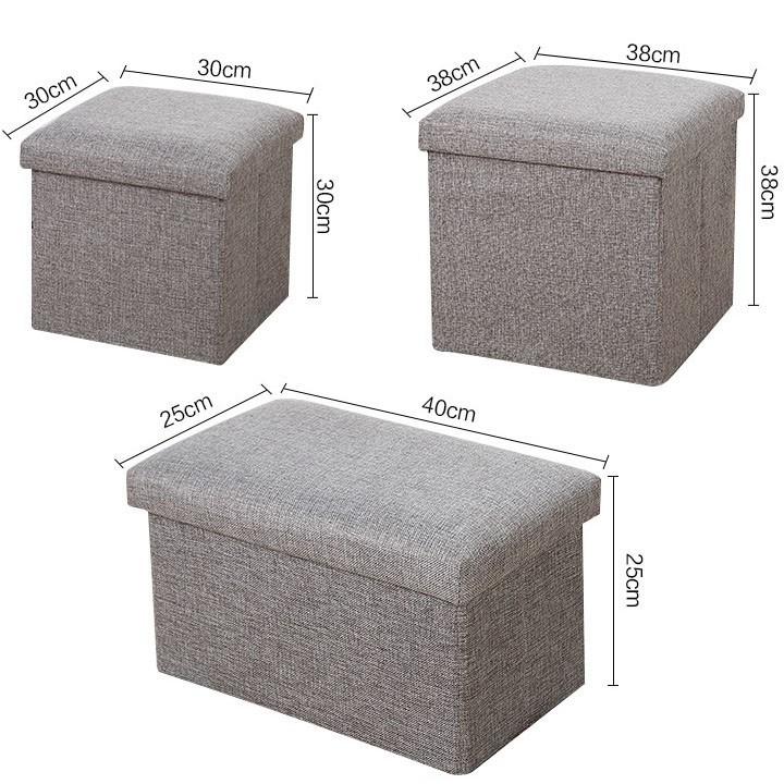 Thùng đựng đồ bằng vải kiêm ghế ngồi,Hộp đựng đồ kiêm ghế 40x25x25cm ( Màu kem, Màu xám )