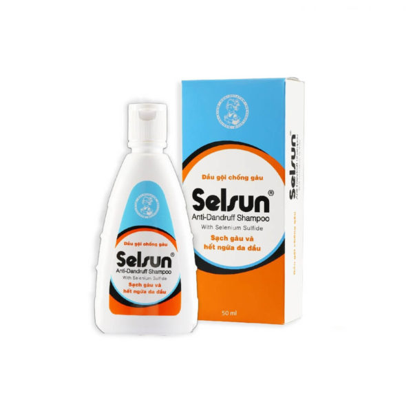 Gầu, nấm, ngứa da đầu, tái tạo da đầu với dầu gội selsun-sạch gầu và hết ngứa da đầu-chai 50 ml