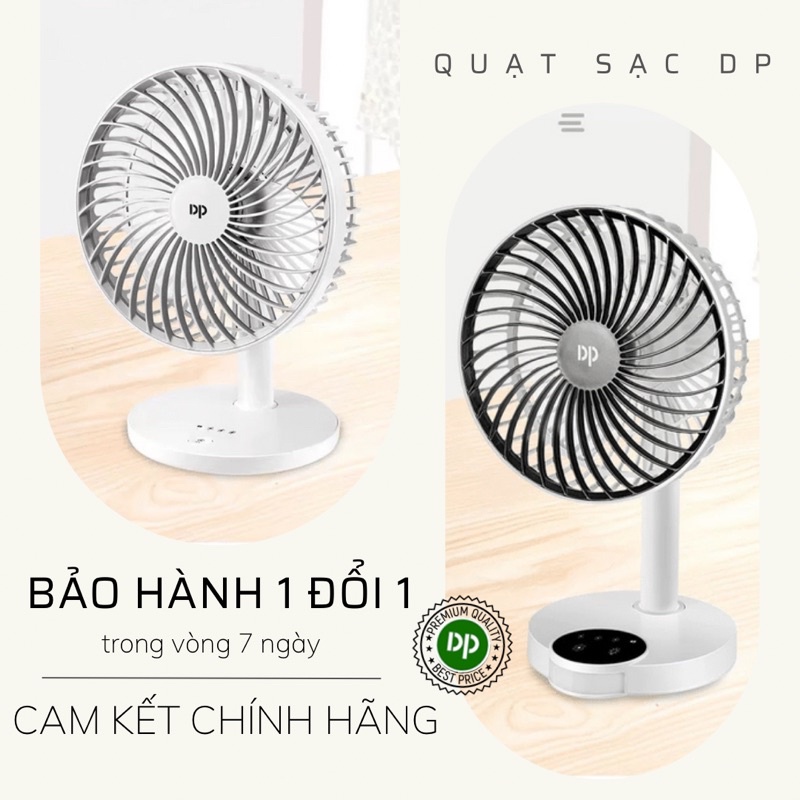 Quạt mini để bàn, có sạc usb tích điện model dp 7625, dp 7626 có đèn