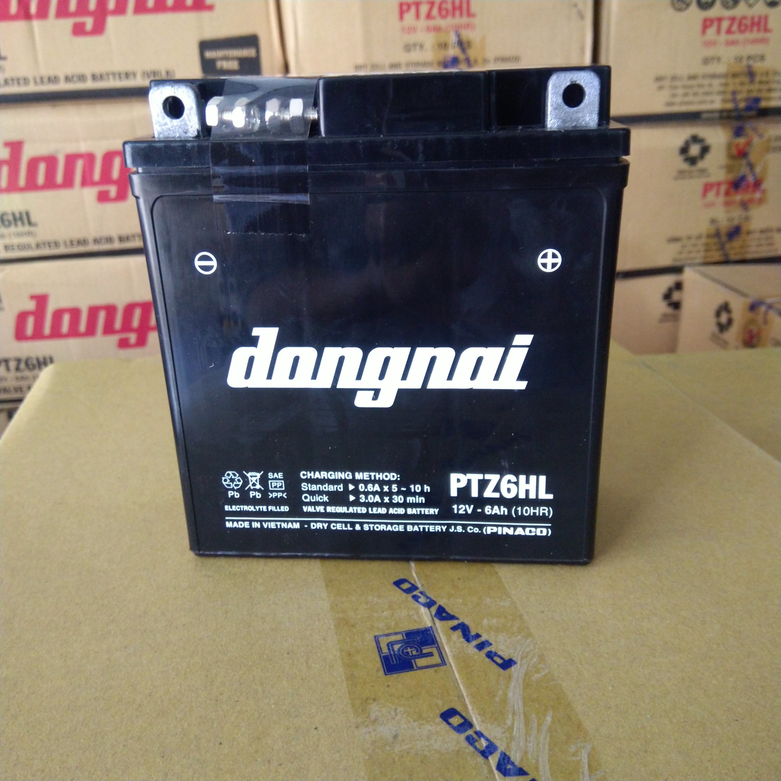 Ắc quy Đồng Nai - Pinaco PTZ6HL 12V-6Ah dùng cho xe Dream, Wave , Sirius,