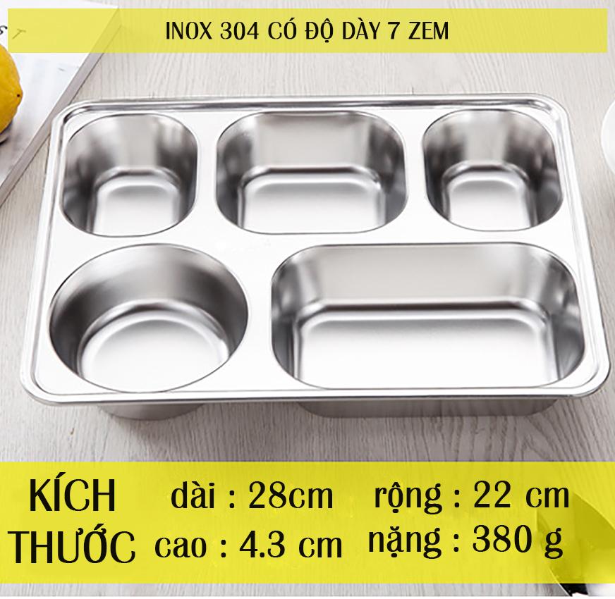 Khay phần đựng cơm inox sâu inox xịn 5 ngăn cao cấp/Khay cơm inox