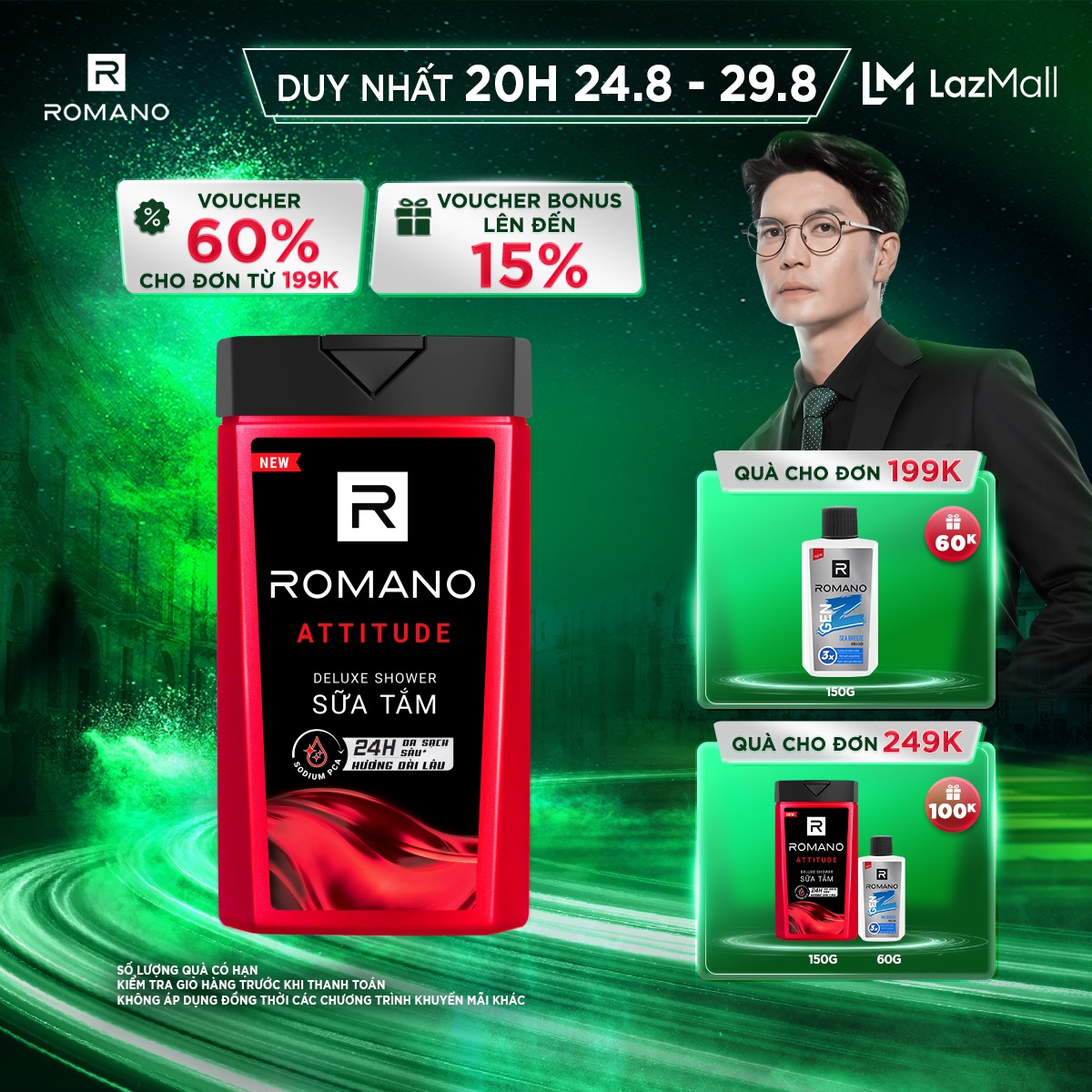 Tắm gội 2 trong 1 Romano 2in1 Attitude 180g/chai