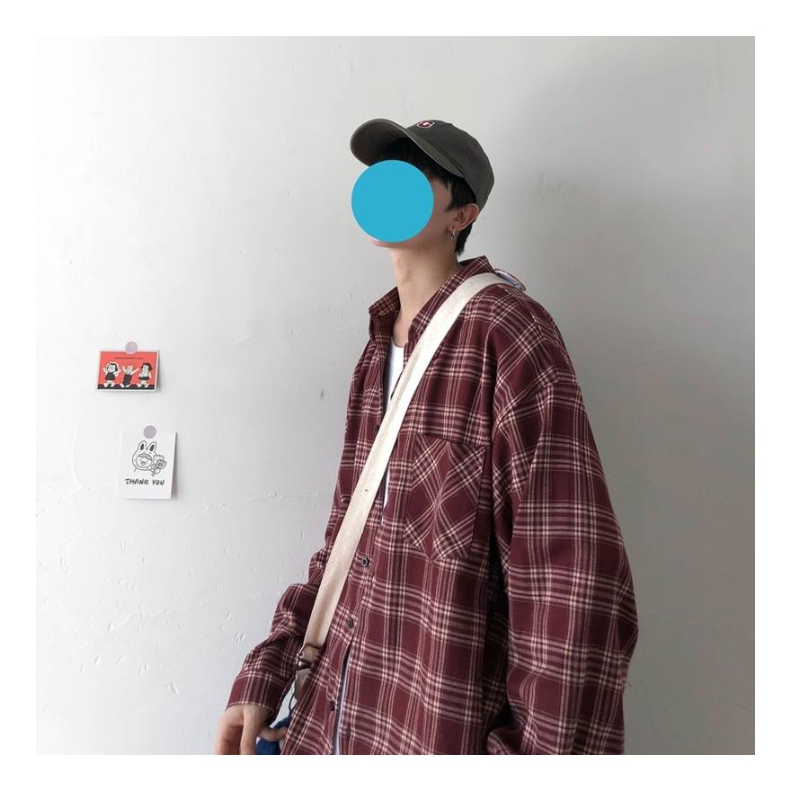 [HCM]Áo Khoác sơ mi CARO Unisex không nón form rộng (Một màu sọc suông) Sành Điệu Kiểu Hàn