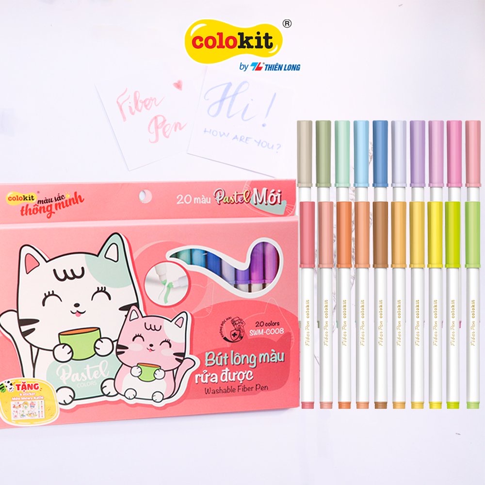 Bút lông 20 màu Pastel Colokit SWM-C008 không kèm sticker