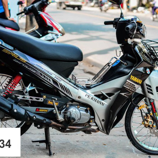 Tem rời Sirius xăng dán xe đen yếm bạc