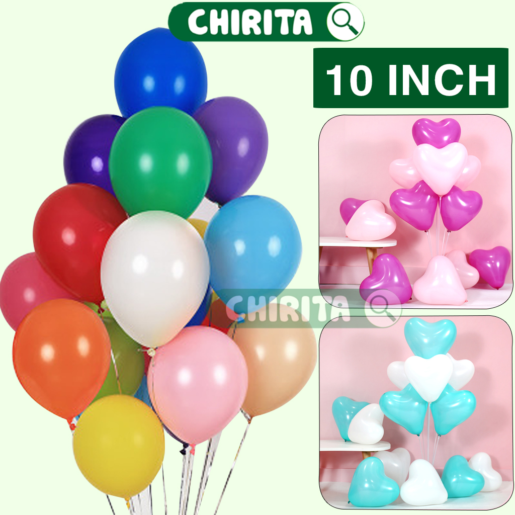 50 Quả Bong Bóng Trang Trí Sinh Nhật LOẠI 10 INCH Nhiều Màu - Bong Bóng Sinh Nhật Hình Trái Tim, Hình Tròn, Bong Bóng Bay Trang Trí Tiệc, Đám Cưới, Thôi Nôi,.. Đồ Chơi Trẻ Em CHIRITA