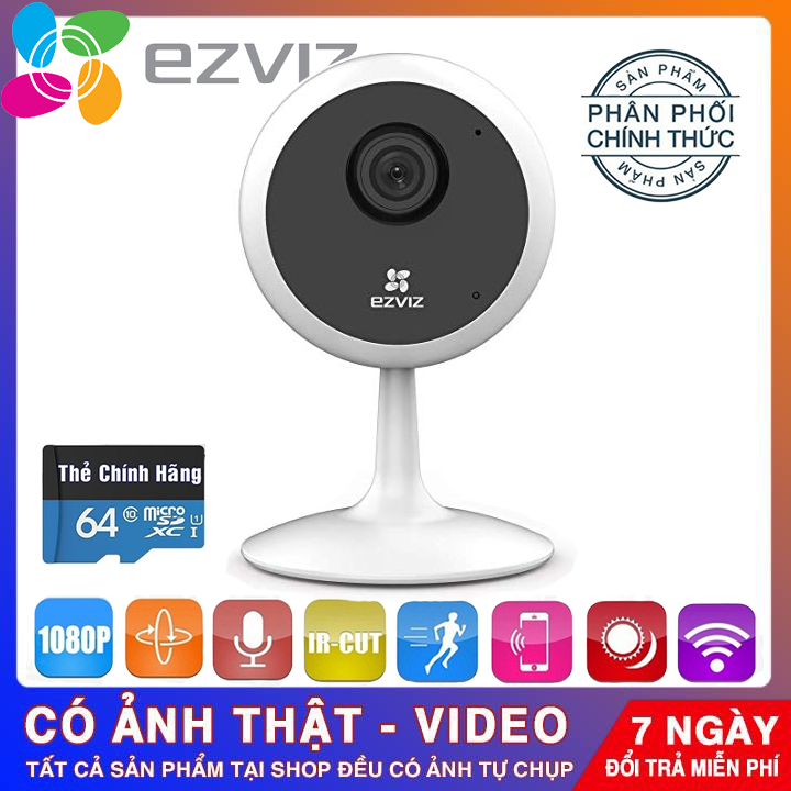 [KÈM THẺ NHỚ CHUYÊN DỤNG TỚI 64GB BH 5 NĂM]CAMERA EZVIZ CS-C1C-D0-1D2WFR CHẨN 2.0 MPX Camera không dây ip wifi Siêu Nét độ phân giải 1080P FULLHD [ LƯU Ý: CÓ 3 MÃ :CAM KHÔNG KÈM THẺCAM KÈM THẺ 32 GBCAM KÈM T