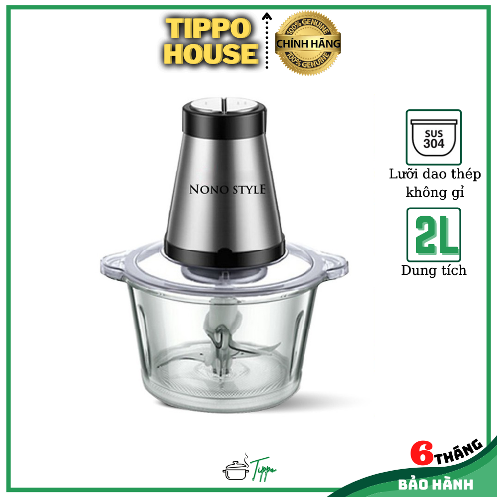 Máy Xay Thịt Thực Phẩm Đa Năng Nonostyle - Cối thuỷ tinh - Dung tích 1.8Lít Thiết Bị Xay Trộn Nghiền  - Tiện Dụng Cho Gia Đình - Gia dụng thông minh TIPPO HOUSE - BẢO HÀNH 6 THÁNG