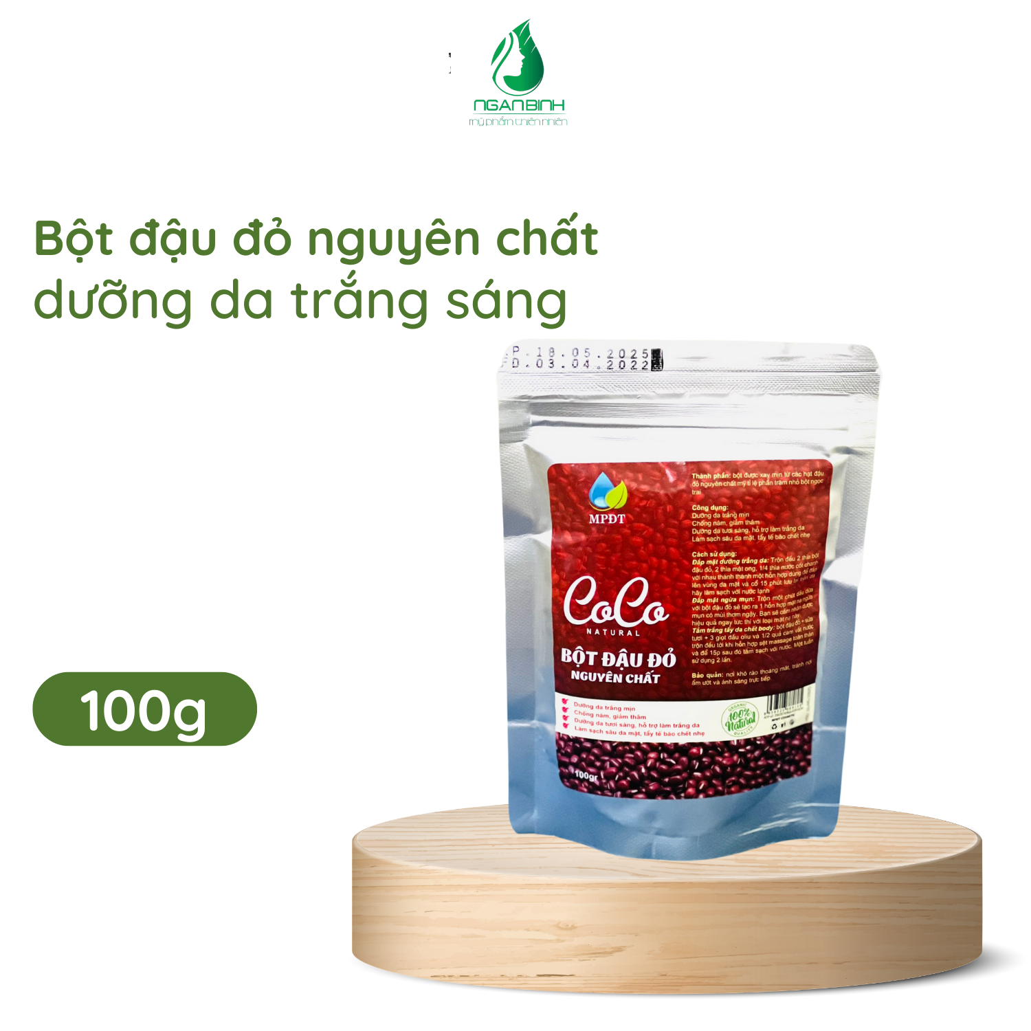 ( COMBO 3 SẢN PHẨM ) Bột đậu đỏ nguyên chất + Ủ sữa non kích trắng+ Cọ đắp mặt dưỡng da mờ tâm nám , phục hồi da hư tổn