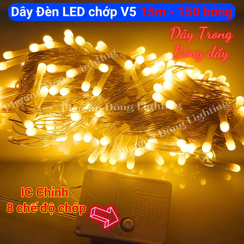 Flashing Led String Lights 15m - 150 Yellow Bulbs Christmas and New Year Decoration Super Pretty and Convenient