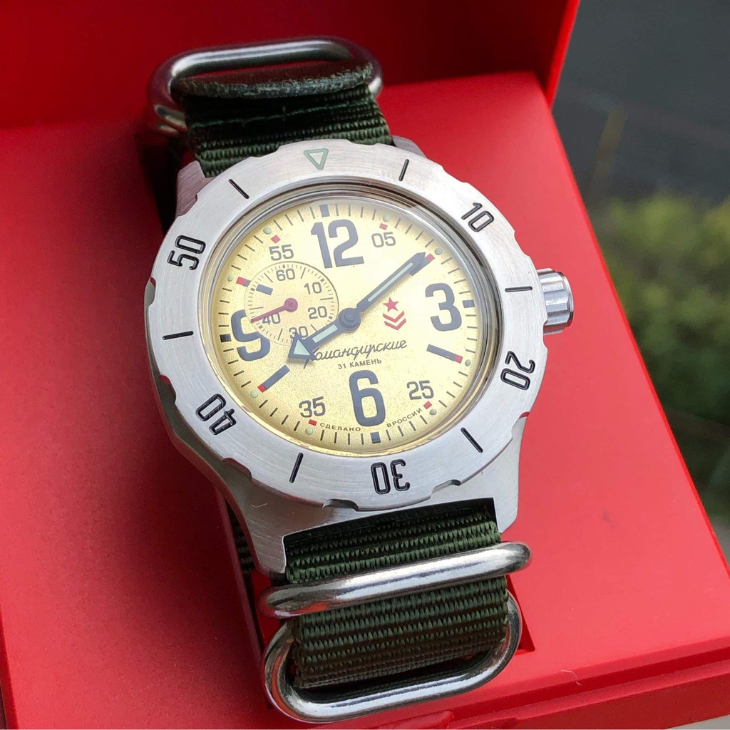 Đồng hồ Komandirskie Vostok máy cơ tự động Automatic, size mặt 42, chống nước tốt 10 ATM. Đồng hồ Nga Vostok Komandirskie 350749