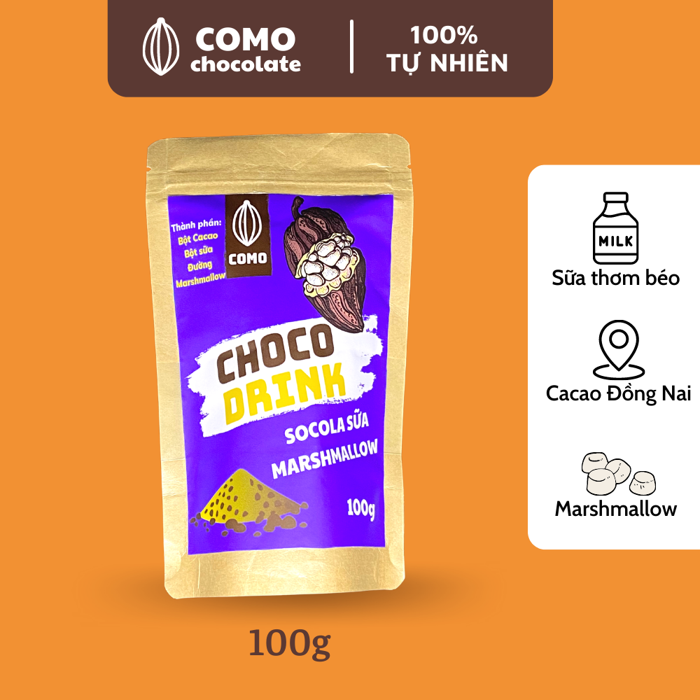 Bột socola sữa marshamallow thơm ngon đậm đà 100g Como Chocolate