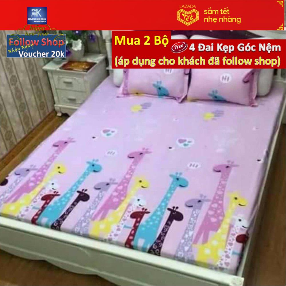 Bộ ga gối bọc poly kovico hươu hồng plc 160x200